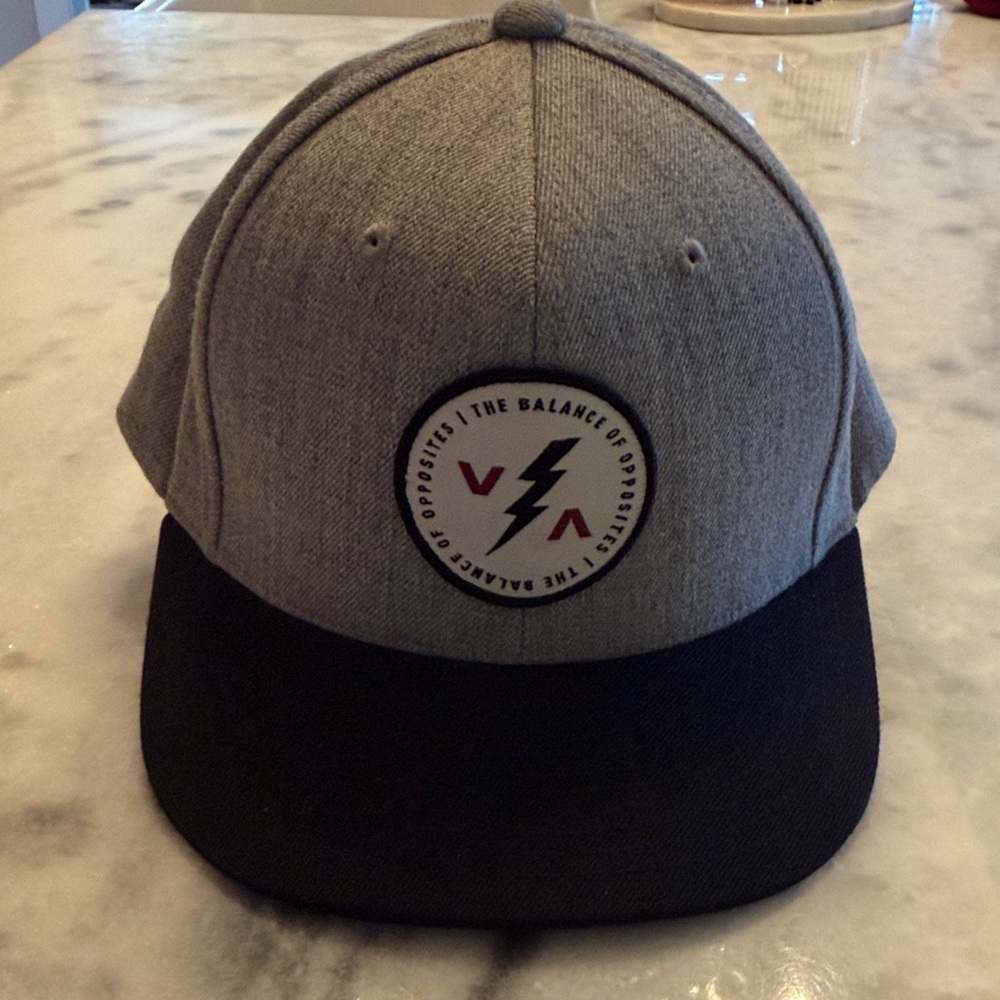 RVCA Balance of Opposites snapback hat in gray and black - adjustable